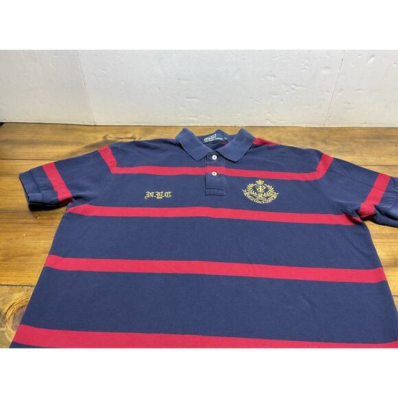 Polo Ralph Lauren Men’s Size XL Embroidered Crest NYC SS Stripe Polo Shirt - Picture 4 of 9